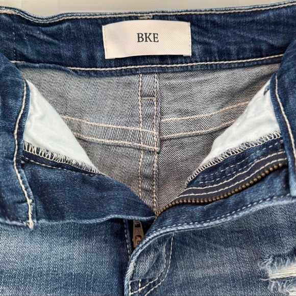 BKE Dark Blue Distressed Jean Shorts - Picture 3 of 5